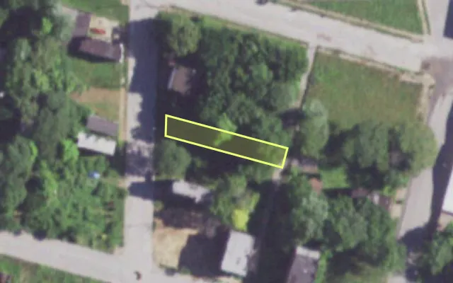 Aerial view of 3248 N 19TH ST — vacant lot, St. Louis with approximate parcel outline