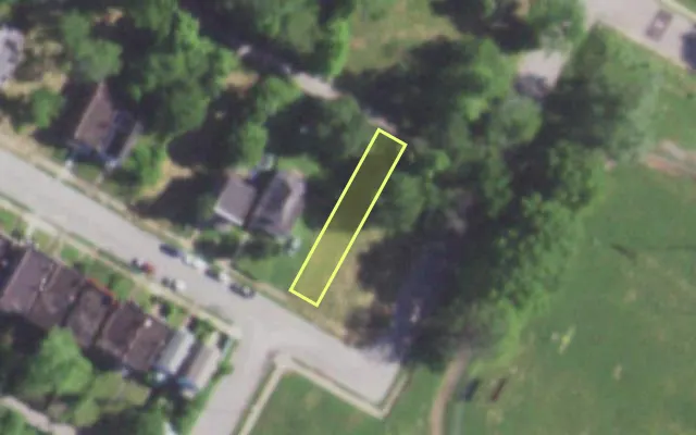 Aerial view of 5205 THEODOSIA AV — vacant lot, St. Louis with approximate parcel outline
