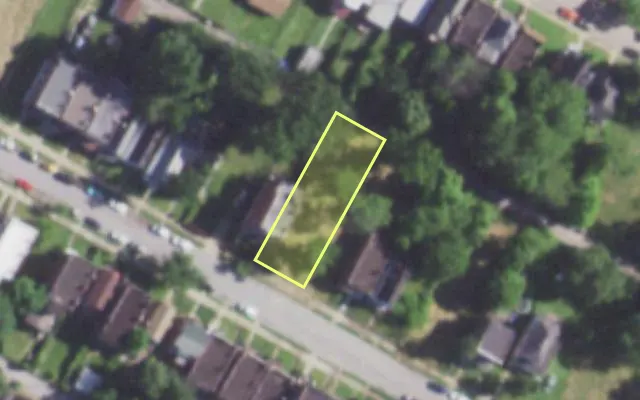 Aerial view of 5233 THEODOSIA AV — vacant lot, St. Louis with approximate parcel outline
