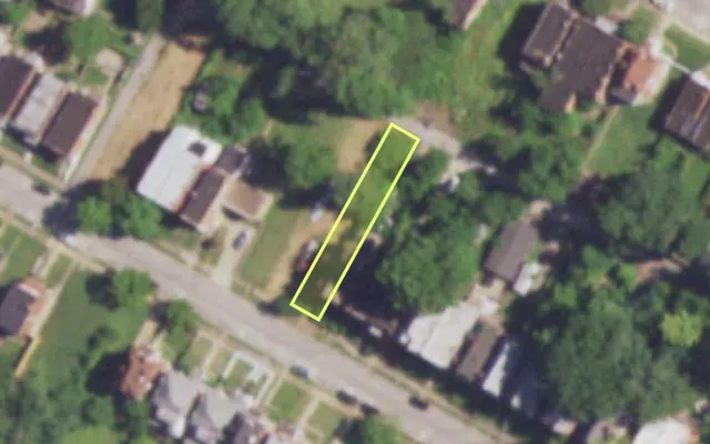 Aerial view of 4757 GREER AV — vacant lot, St. Louis with approximate parcel outline