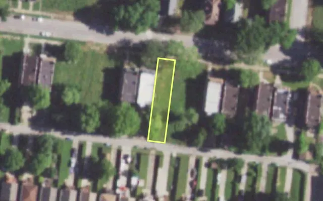 Aerial view of 6008 BARTMER AV — vacant lot, St. Louis with approximate parcel outline