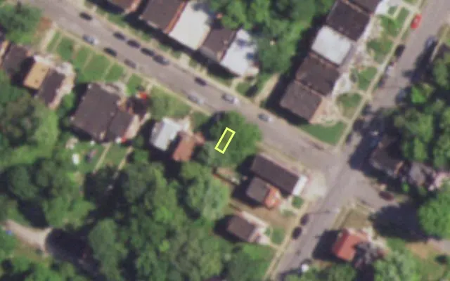 Aerial view of 4712 A LEDUC ST — vacant lot, St. Louis with approximate parcel outline