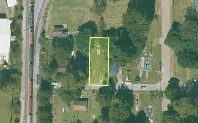 Aerial view of MISSISSIPPI County parcel 305-06795-000 — Arkansas post-auction with approximate parcel outline