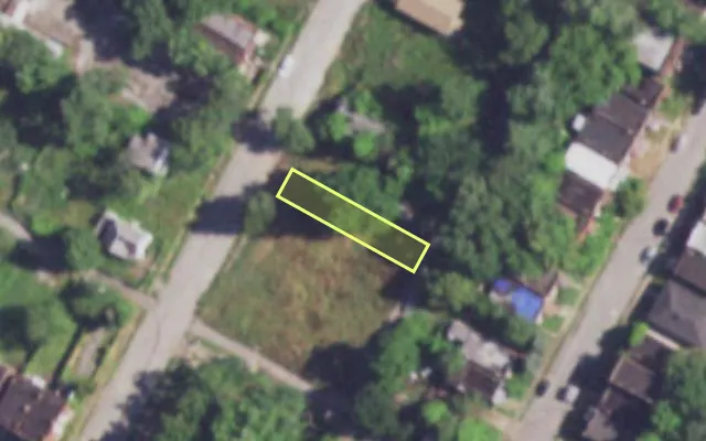 Aerial view of 3030 NEW ASHLAND PL — vacant lot, St. Louis with approximate parcel outline