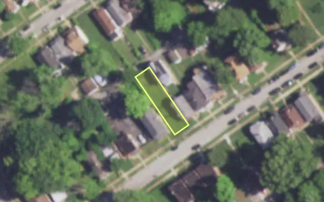 Aerial view of 5229 ALCOTT AV — vacant lot, St. Louis with approximate parcel outline