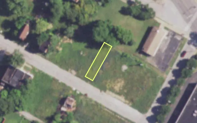 Aerial view of 3719 EVANS AV — vacant lot, St. Louis with approximate parcel outline