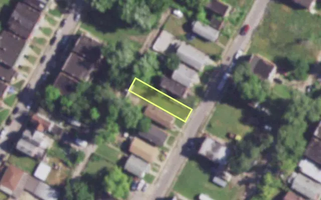 Aerial view of 3117 N SARAH ST — vacant lot, St. Louis with approximate parcel outline
