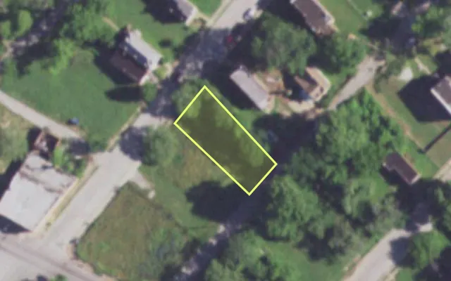 Aerial view of 2154 E WARNE AV — vacant lot, St. Louis with approximate parcel outline