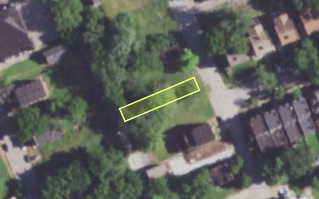 Aerial view of 3935 BLAIR AV — vacant lot, St. Louis with approximate parcel outline