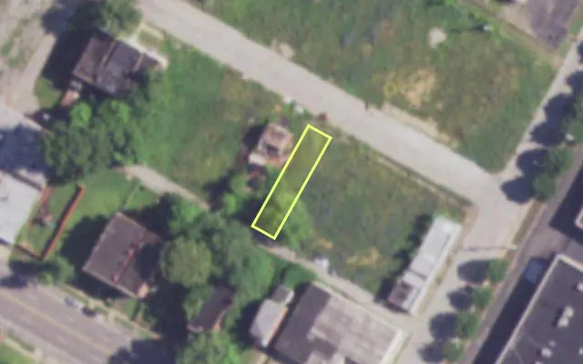 Aerial view of 3716 EVANS AV — vacant lot, St. Louis with approximate parcel outline