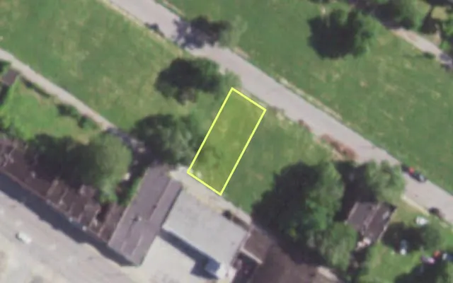 Aerial view of 5848 THEODOSIA AV — vacant lot, St. Louis with approximate parcel outline