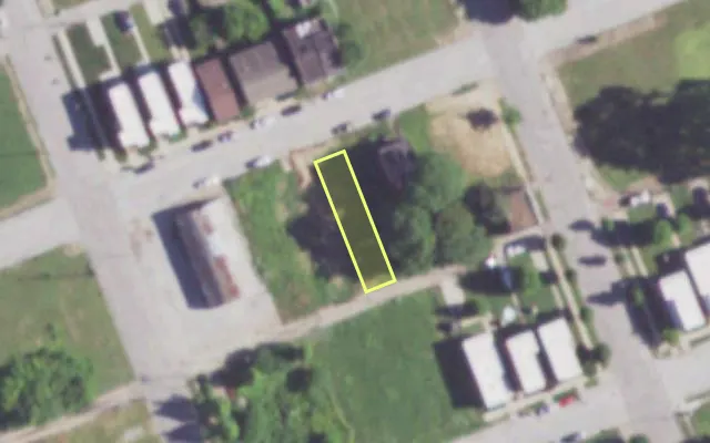 Aerial view of 1312 MONROE ST — vacant lot, St. Louis with approximate parcel outline