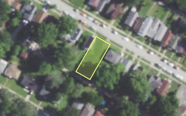 Aerial view of 5940 SHERRY AV — vacant lot, St. Louis with approximate parcel outline