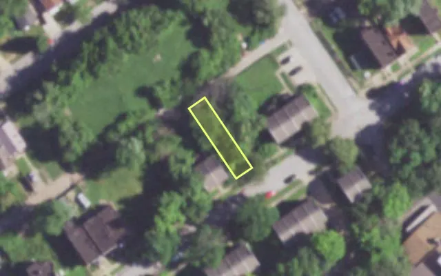 Aerial view of 1413 OBEAR AV — vacant lot, St. Louis with approximate parcel outline