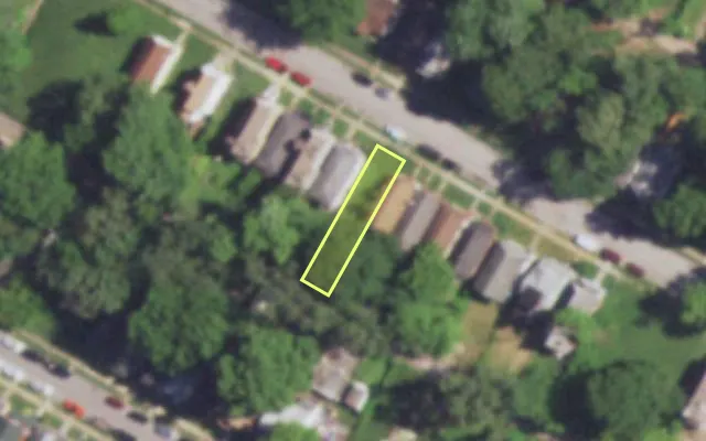 Aerial view of 6044 LUCILLE AV — vacant lot, St. Louis with approximate parcel outline