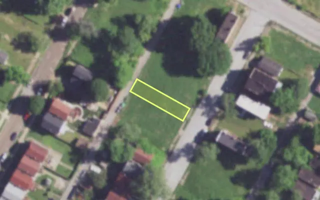 Aerial view of 4241 JOHN AV — vacant lot, St. Louis with approximate parcel outline