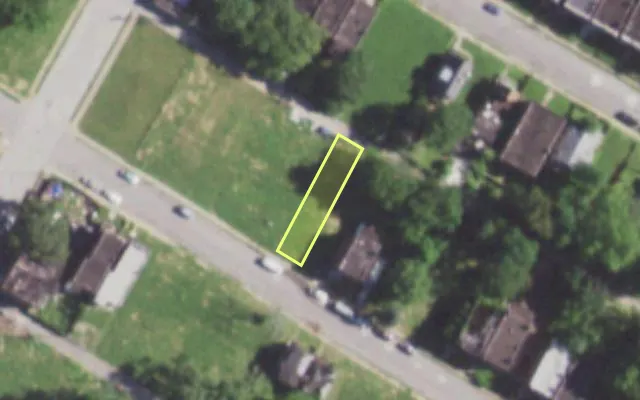Aerial view of 5879 COTE BRILLIANTE AV — vacant lot, St. Louis with approximate parcel outline