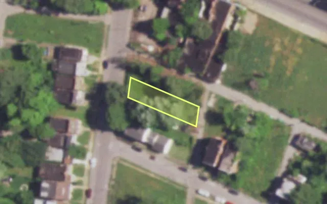 Aerial view of 1418 WALTON AV — vacant lot, St. Louis with approximate parcel outline