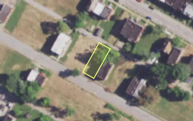 Aerial view of 3837 KENNERLY AV — vacant lot, St. Louis with approximate parcel outline