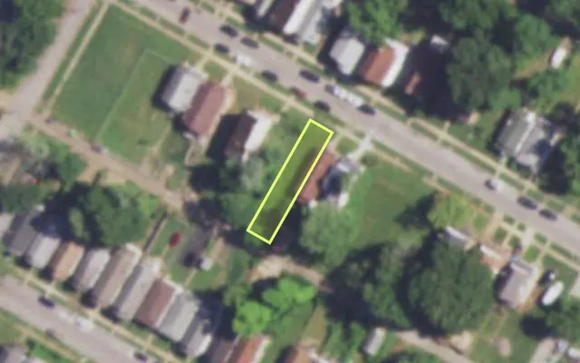 Aerial view of 5948 SHULTE AV — vacant lot, St. Louis with approximate parcel outline