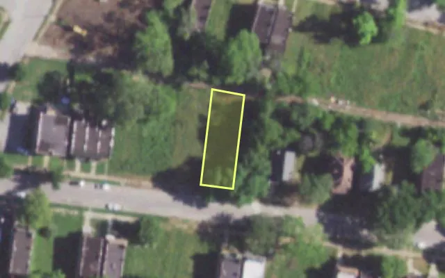 Aerial view of 6029 BARTMER AV — vacant lot, St. Louis with approximate parcel outline