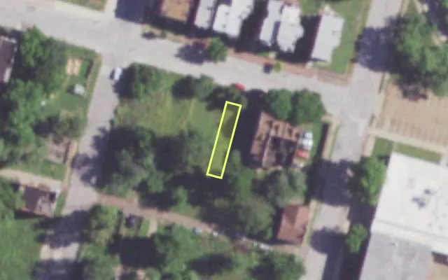 Aerial view of 1212 HEBERT ST — vacant lot, St. Louis with approximate parcel outline