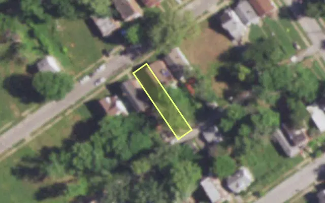 Aerial view of 5454 ORIOLE AV — vacant lot, St. Louis with approximate parcel outline