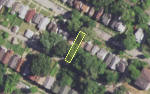 Aerial view of 4832 CALVIN AV — vacant lot, St. Louis with approximate parcel outline