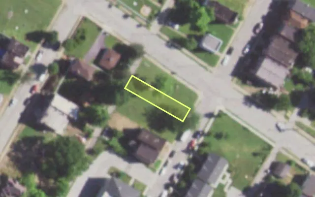 Aerial view of 1397 GRANVILLE PL — vacant lot, St. Louis with approximate parcel outline