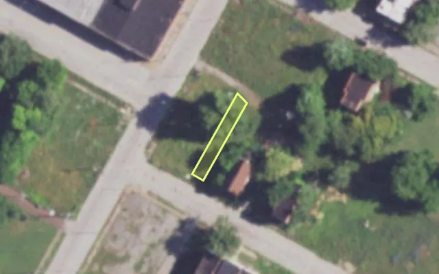 Aerial view of 3747 EVANS AV — vacant lot, St. Louis with approximate parcel outline