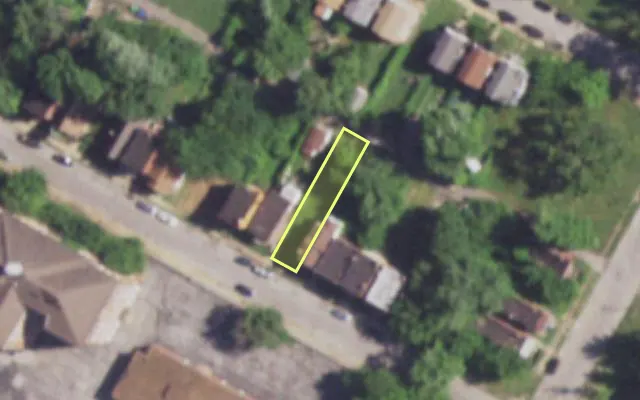 Aerial view of 4325 ALDINE AV — vacant lot, St. Louis with approximate parcel outline