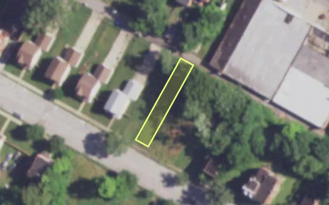 Aerial view of 4009 COOK AV — vacant lot, St. Louis with approximate parcel outline
