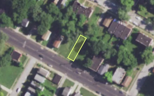 Aerial view of 4123 LEE AV — vacant lot, St. Louis with approximate parcel outline