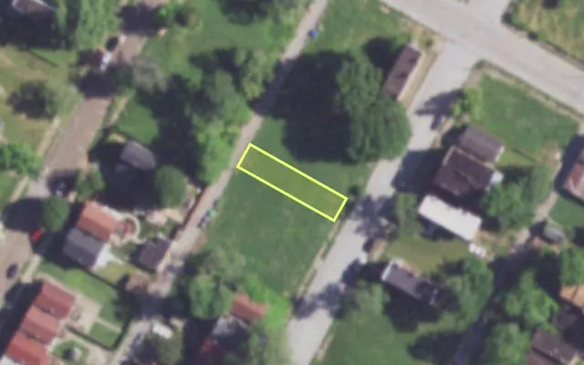 Aerial view of 4243 JOHN AV — vacant lot, St. Louis with approximate parcel outline