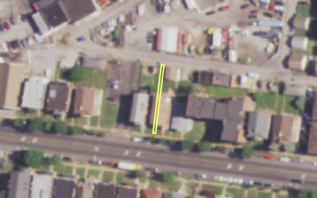 Aerial view of 3935 CHIPPEWA ST — vacant lot, St. Louis with approximate parcel outline