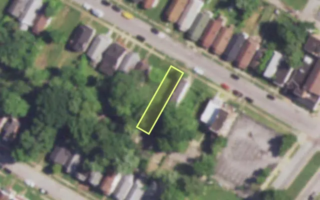 Aerial view of 5928 HARNEY AV — vacant lot, St. Louis with approximate parcel outline