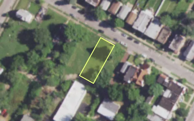Aerial view of 4532 SAN FRANCISCO AV — vacant lot, St. Louis with approximate parcel outline