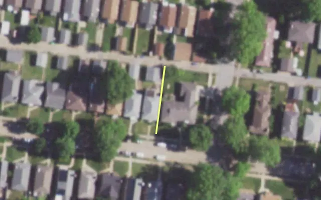 Aerial view of 5603 POTOMAC ST — vacant lot, St. Louis with approximate parcel outline