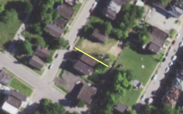 Aerial view of 1364 SHAWMUT PL — vacant lot, St. Louis with approximate parcel outline