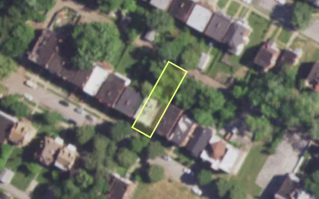Aerial view of 4449 ELMBANK AV — vacant lot, St. Louis with approximate parcel outline