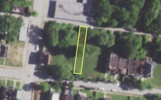 Aerial view of 5083 ENRIGHT AV — vacant lot, St. Louis with approximate parcel outline