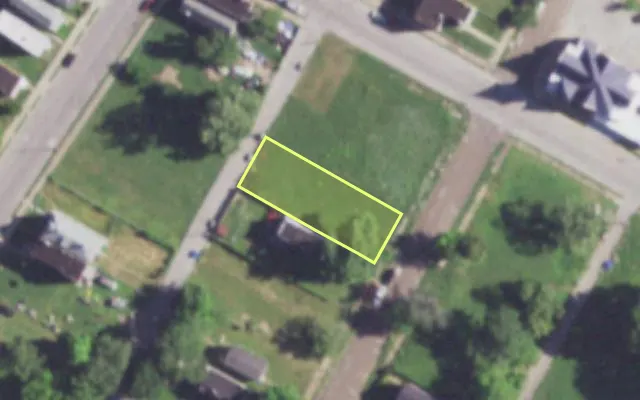 Aerial view of 4247 GANO AV — vacant lot, St. Louis with approximate parcel outline