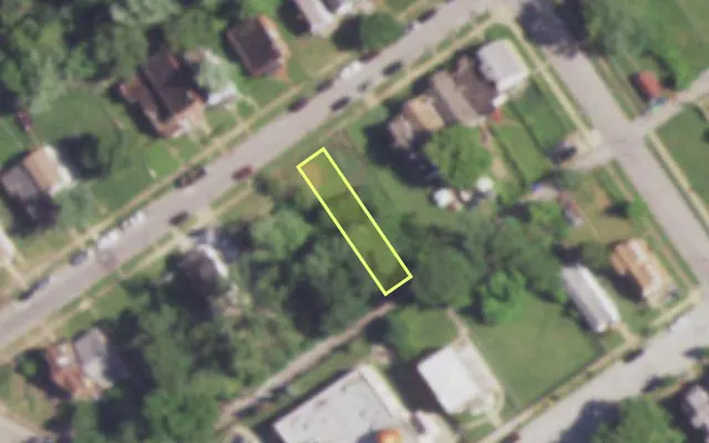 Aerial view of 4552 ALCOTT AV — vacant lot, St. Louis with approximate parcel outline