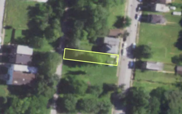 Aerial view of 1213 BAYARD AV — vacant lot, St. Louis with approximate parcel outline