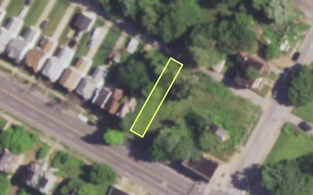 Aerial view of 4519 PAGE BLVD — vacant lot, St. Louis with approximate parcel outline
