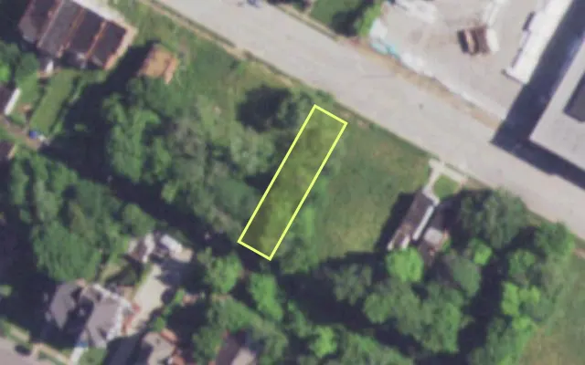 Aerial view of 3836 EVANS AV — vacant lot, St. Louis with approximate parcel outline