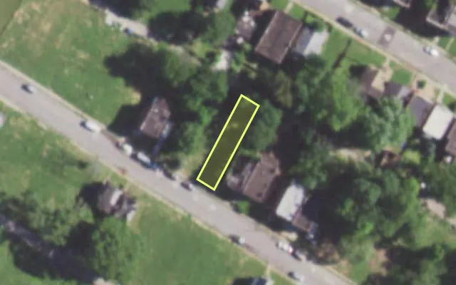 Aerial view of 5863 COTE BRILLIANTE AV — vacant lot, St. Louis with approximate parcel outline