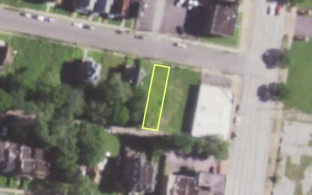 Aerial view of 5012 MINERVA AV — vacant lot, St. Louis with approximate parcel outline