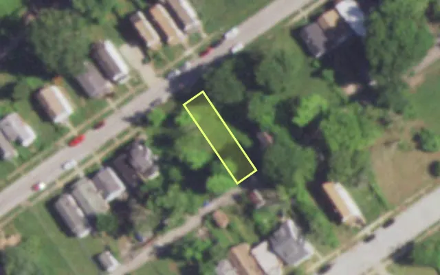 Aerial view of 4932 ALCOTT AV — vacant lot, St. Louis with approximate parcel outline