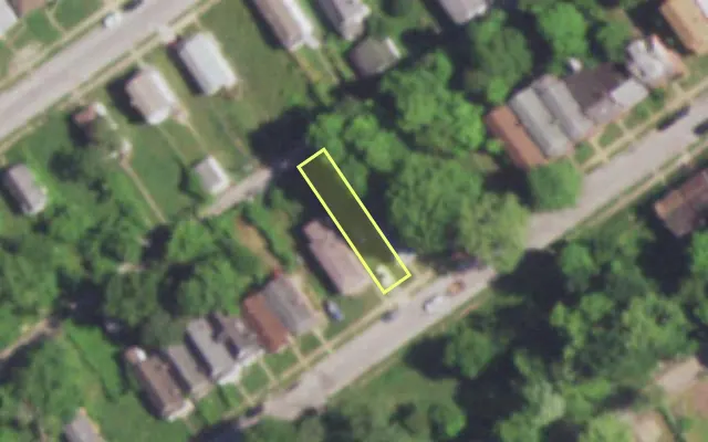 Aerial view of 5239 GENEVIEVE AV — vacant lot, St. Louis with approximate parcel outline